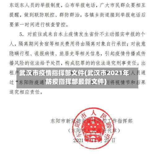 武汉市疫情指挥部文件(武汉市2021年防疫指挥部最新文件)-第2张图片