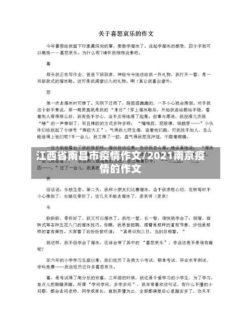 江西省南昌市疫情作文/2021南京疫情的作文-第1张图片